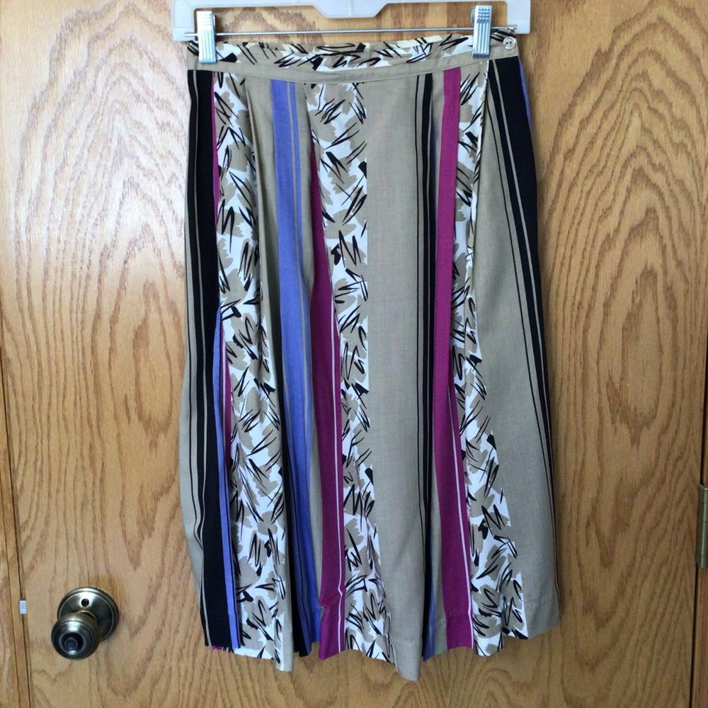 Notches - multi-color vertical stripe skirt; tan, black, blue, pink - Picture 5 of 6